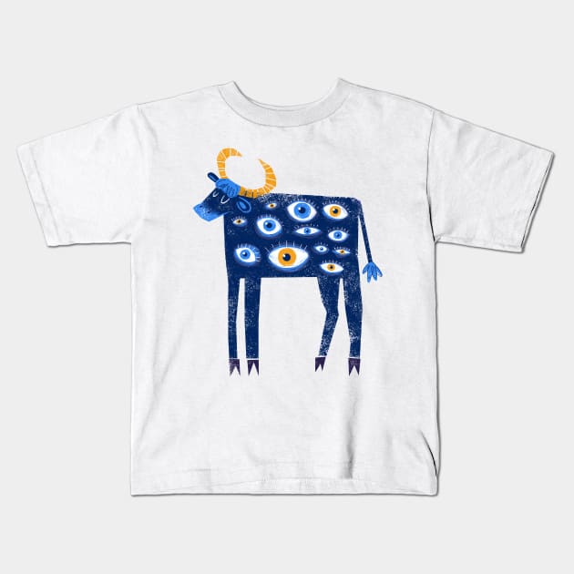 Sacred All-Seeing Ox Kids T-Shirt by grrrenadine